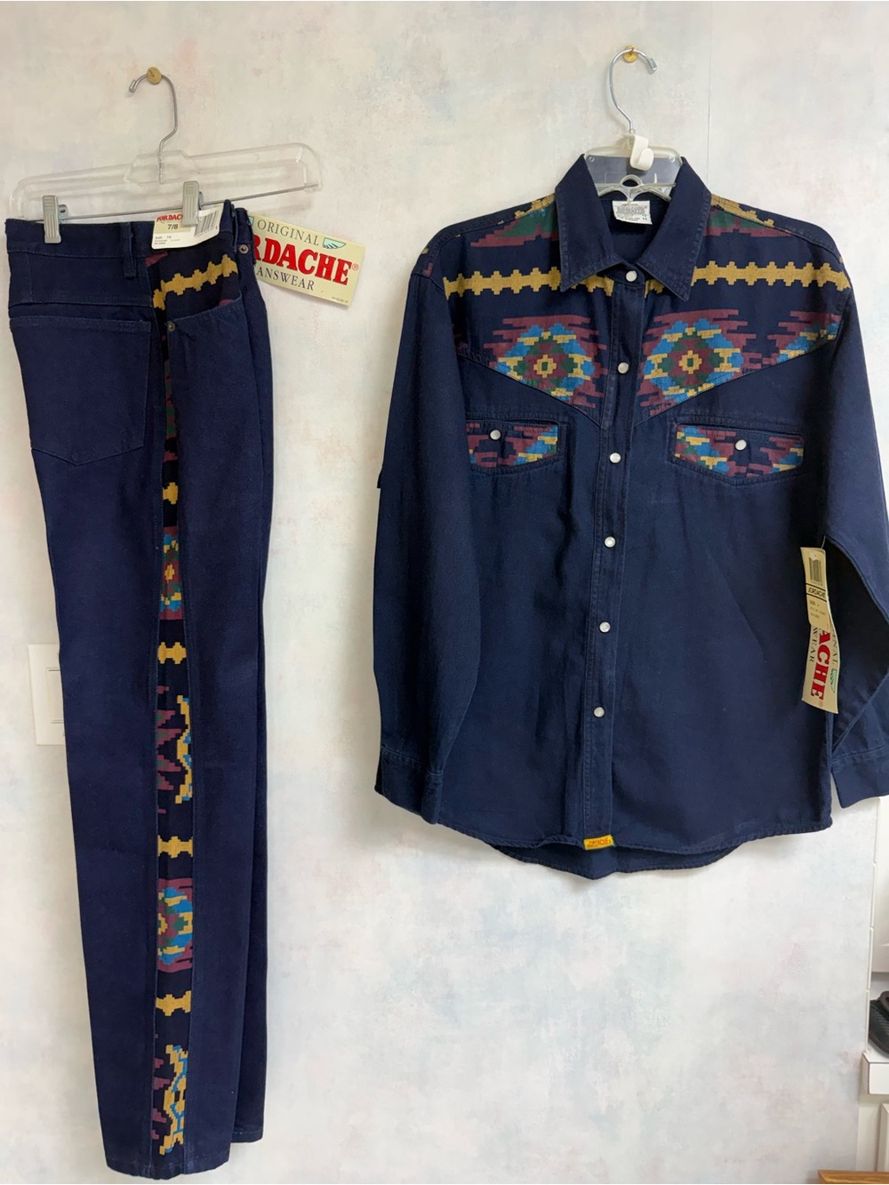VTG Jordache 2 pc Very Rare Western Shirt & Pants, Original Tags Pearl Snaps - Picture 1 of 16